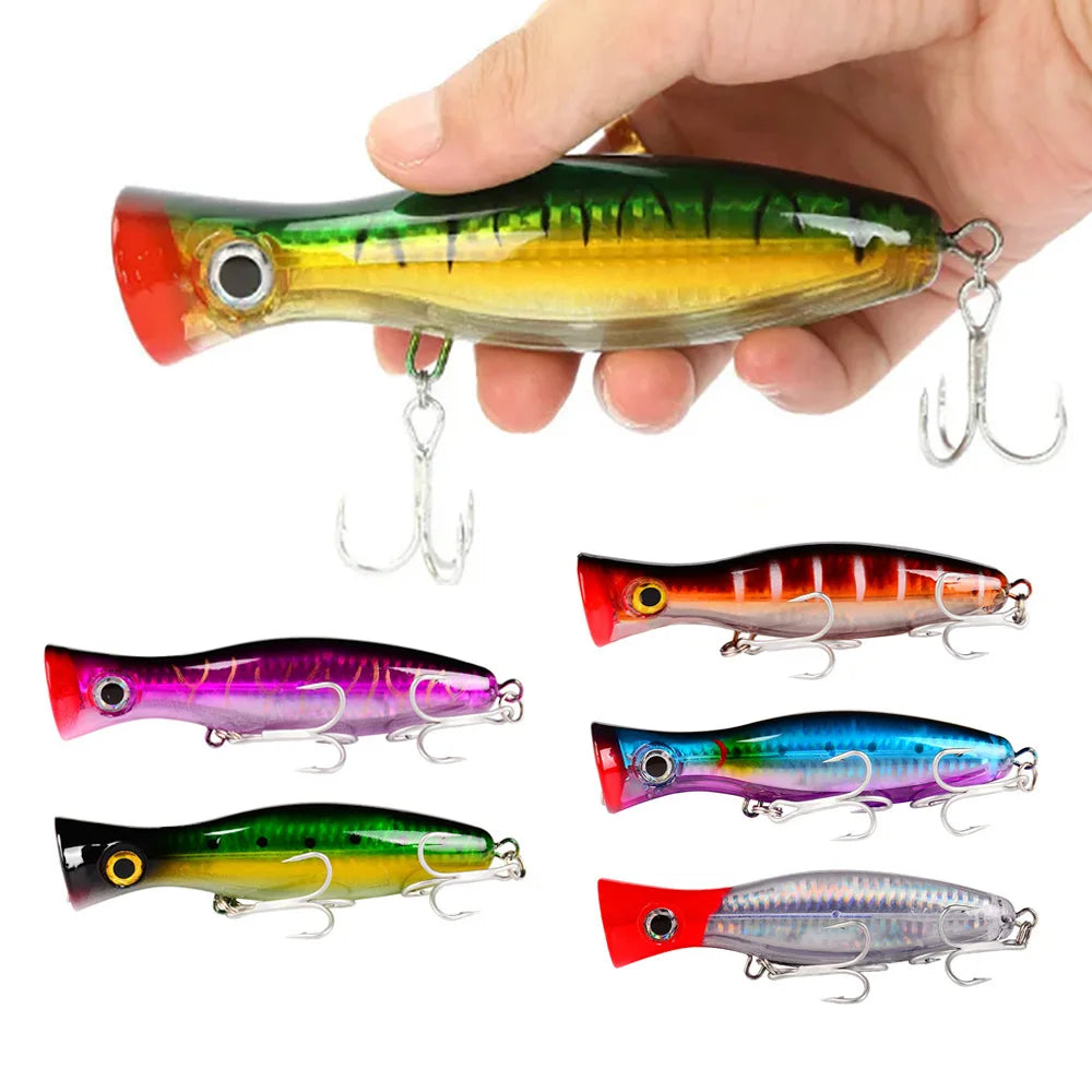 PROBEROS 1pc 13cm 43g Popper Fishing Lure Hard Artificial Bait with 2 Treble Hooks Carp Fishing Lures Wobbler,Luya bait