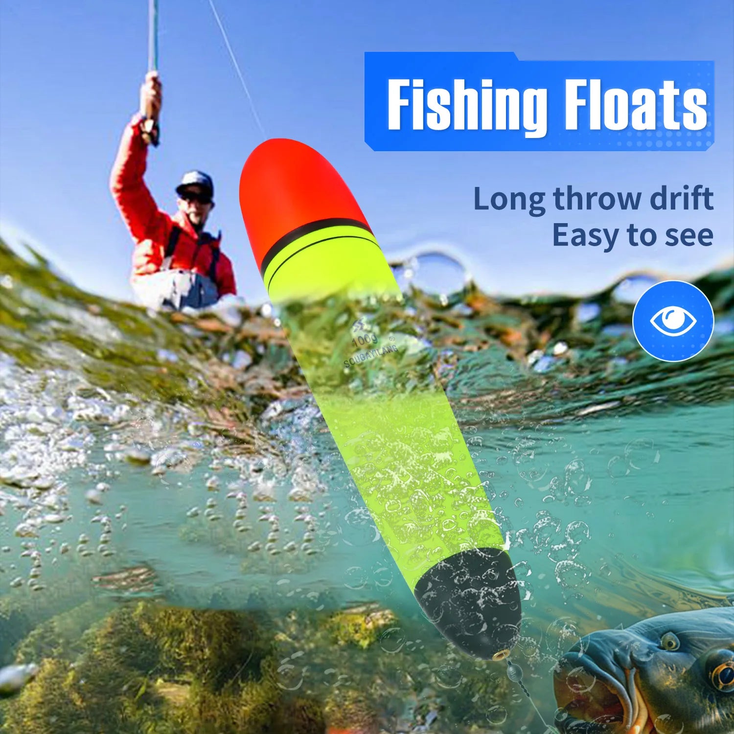 Sougayilang 5Pcs EVA Fishing Float Light Stick Foam Plastic Sea Rock Fishing Striking Floats for 10-100g Lure Weight