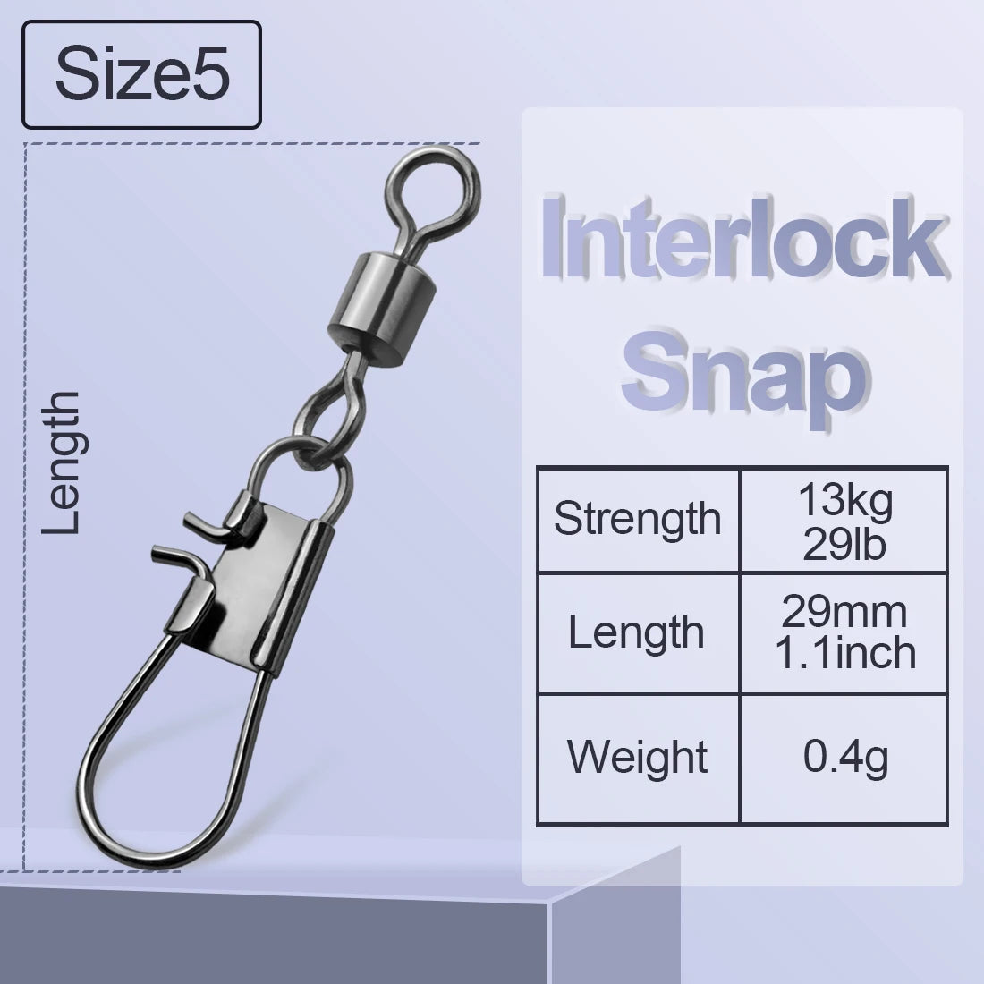 FishTrip Fishing Swivel Snap Interlock Snap with Rolling Swivel 50 100Pack Stainless Steel Cross Lock Snap Sea Fishing Connector