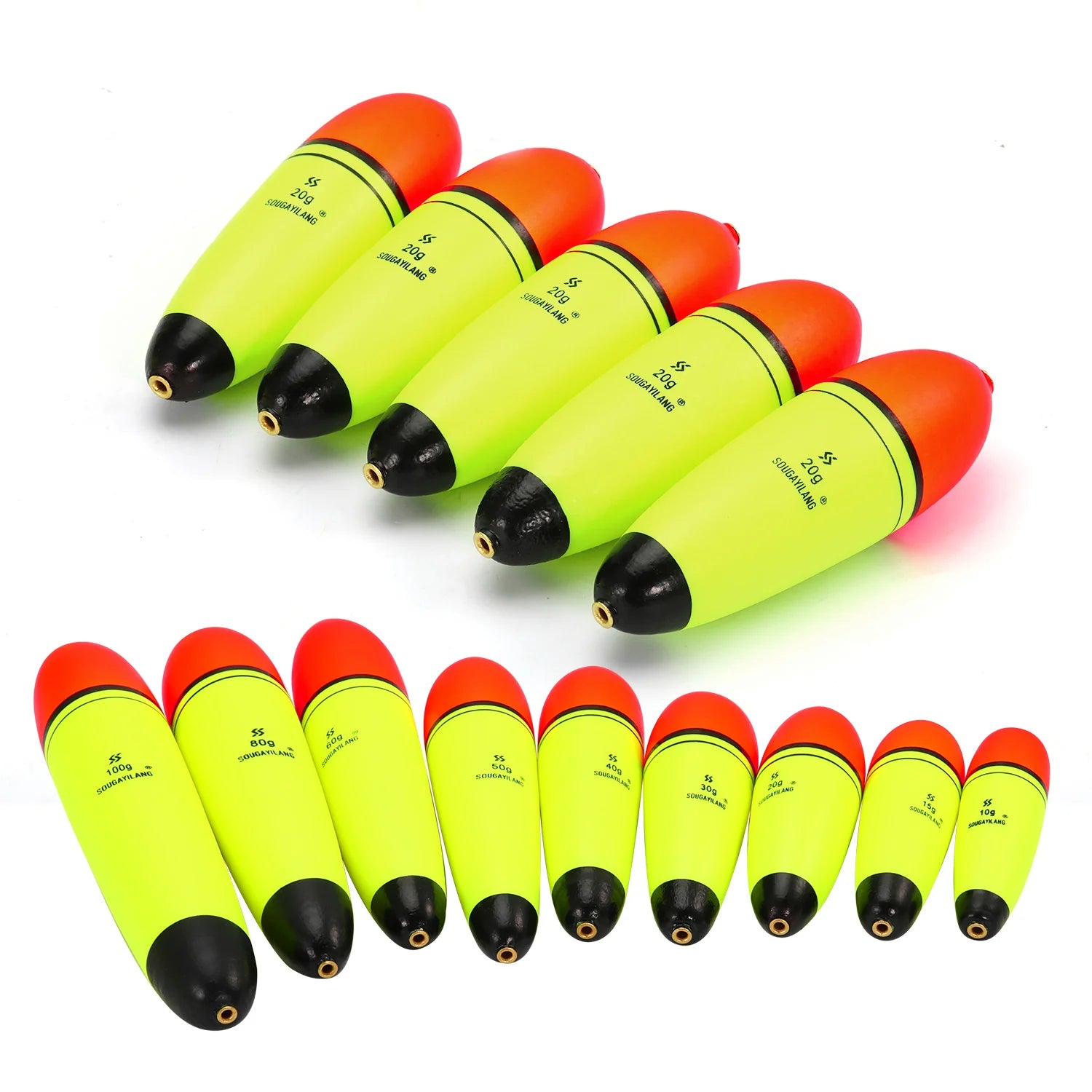 Sougayilang 5Pcs EVA Fishing Float Light Stick Foam Plastic Sea Rock Fishing Striking Floats for 10-100g Lure Weight