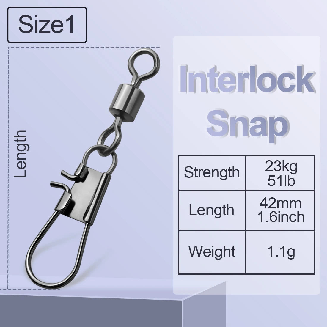 FishTrip Fishing Swivel Snap Interlock Snap with Rolling Swivel 50 100Pack Stainless Steel Cross Lock Snap Sea Fishing Connector