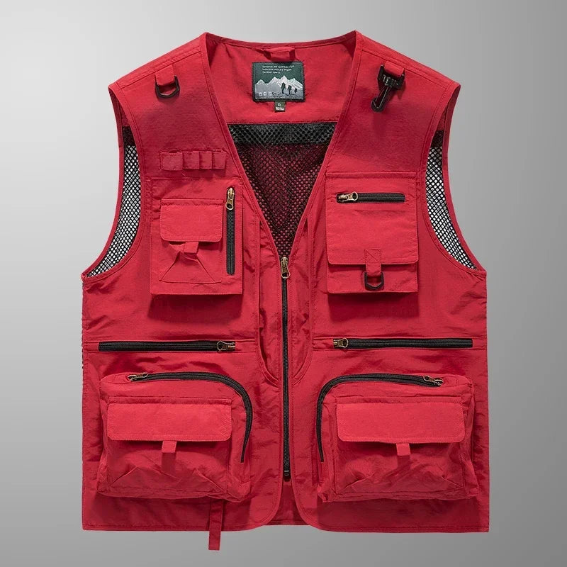 14 Pockets Summer New Men US Tactical Hiking Fishing Vest Mens Photographer Waistcoat Mesh Cargo Sleeveless Jacket Tool Vest 7XL