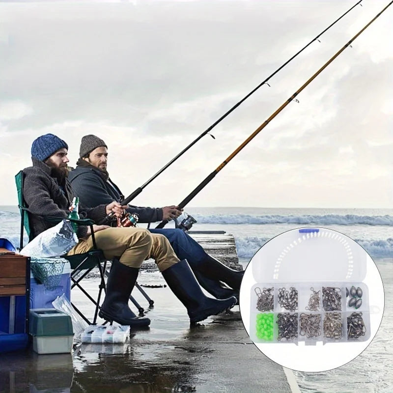 150Pcs fishing connector set, quick change spinner, egg lead, luminous beads