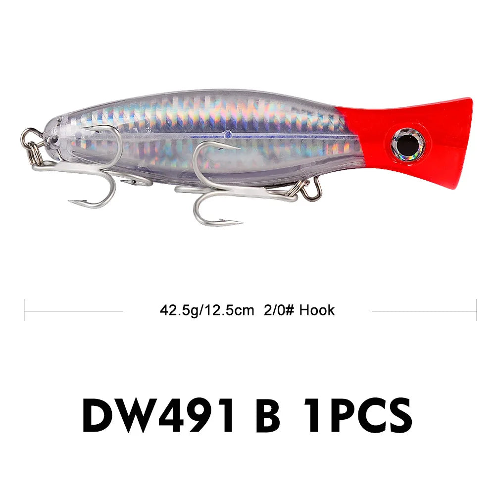PROBEROS 1pc 13cm 43g Popper Fishing Lure Hard Artificial Bait with 2 Treble Hooks Carp Fishing Lures Wobbler,Luya bait