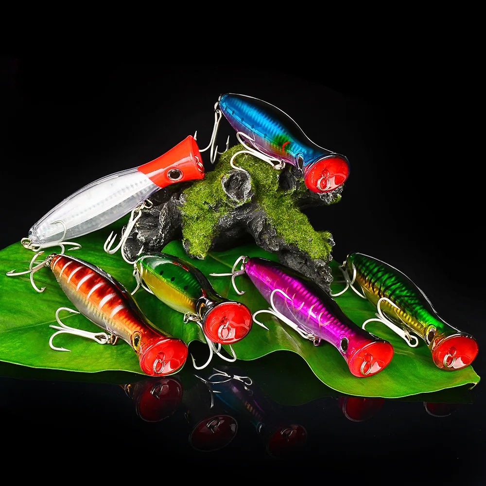 PROBEROS 1pc 13cm 43g Popper Fishing Lure Hard Artificial Bait with 2 Treble Hooks Carp Fishing Lures Wobbler,Luya bait
