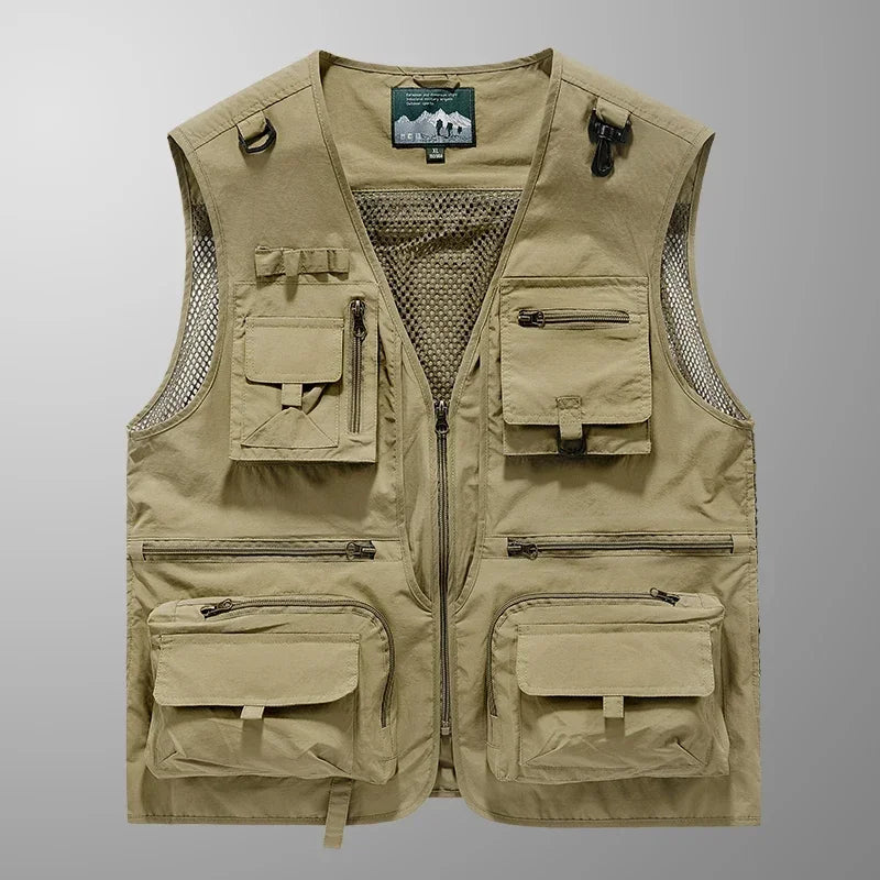 14 Pockets Summer New Men US Tactical Hiking Fishing Vest Mens Photographer Waistcoat Mesh Cargo Sleeveless Jacket Tool Vest 7XL