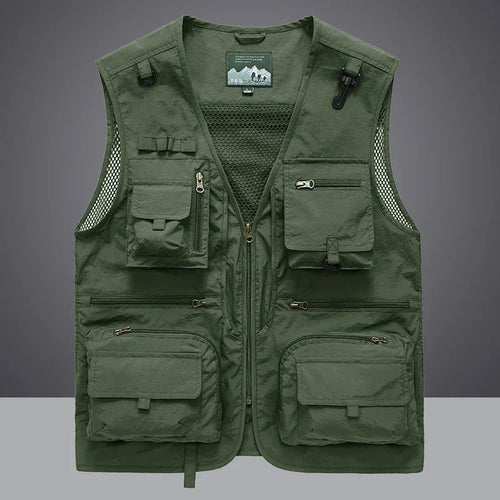 14 Pockets Summer New Men US Tactical Hiking Fishing Vest Mens Photographer Waistcoat Mesh Cargo Sleeveless Jacket Tool Vest 7XL