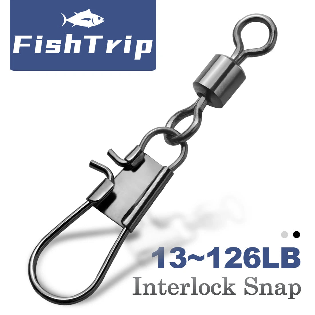 FishTrip Fishing Swivel Snap Interlock Snap with Rolling Swivel 50 100Pack Stainless Steel Cross Lock Snap Sea Fishing Connector