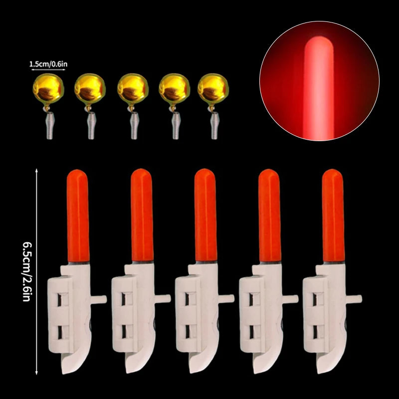 5pcs Electronic Fishing Light Stick Rod Bells Luminous Fishing Float LED CR425（Battery without）USB Charge Fish Bite Alarm Tackle