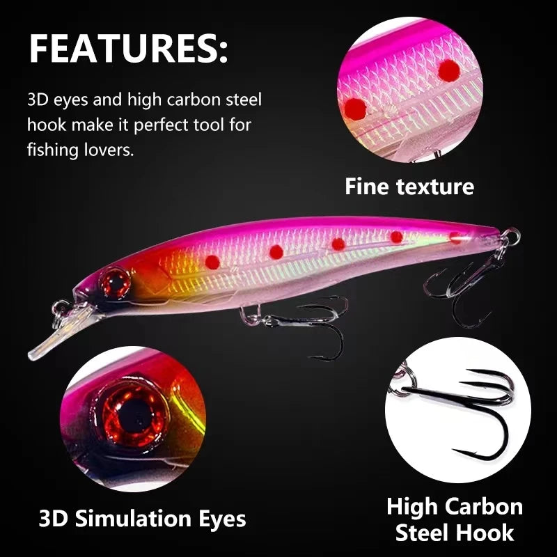 Rooblinos 1PCS New Pesca Fishing Lures Laser Minnow Hard Bait 110mm 13g Slowly Sinking Quality Professional Crankbait Jerkbait