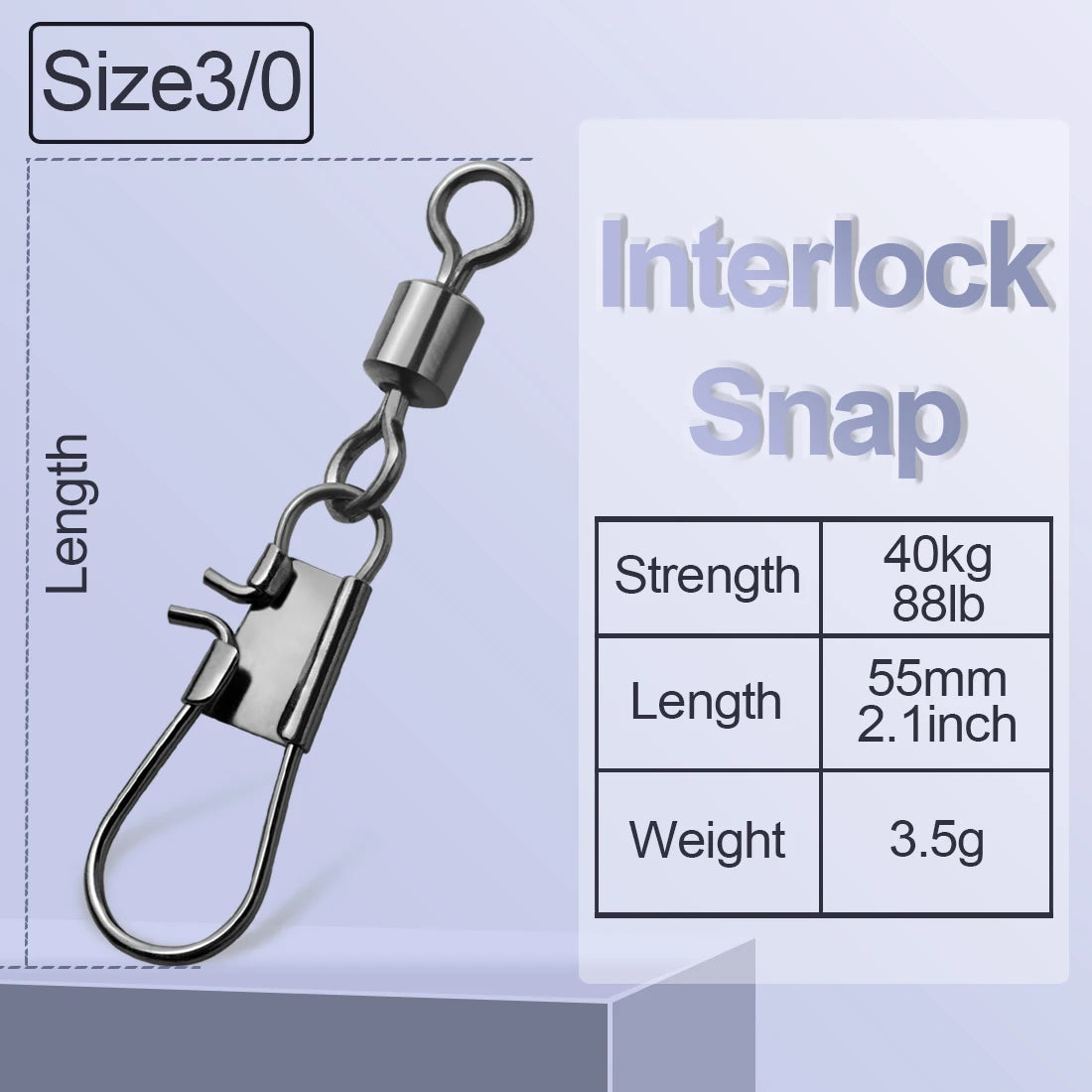 FishTrip Fishing Swivel Snap Interlock Snap with Rolling Swivel 50 100Pack Stainless Steel Cross Lock Snap Sea Fishing Connector