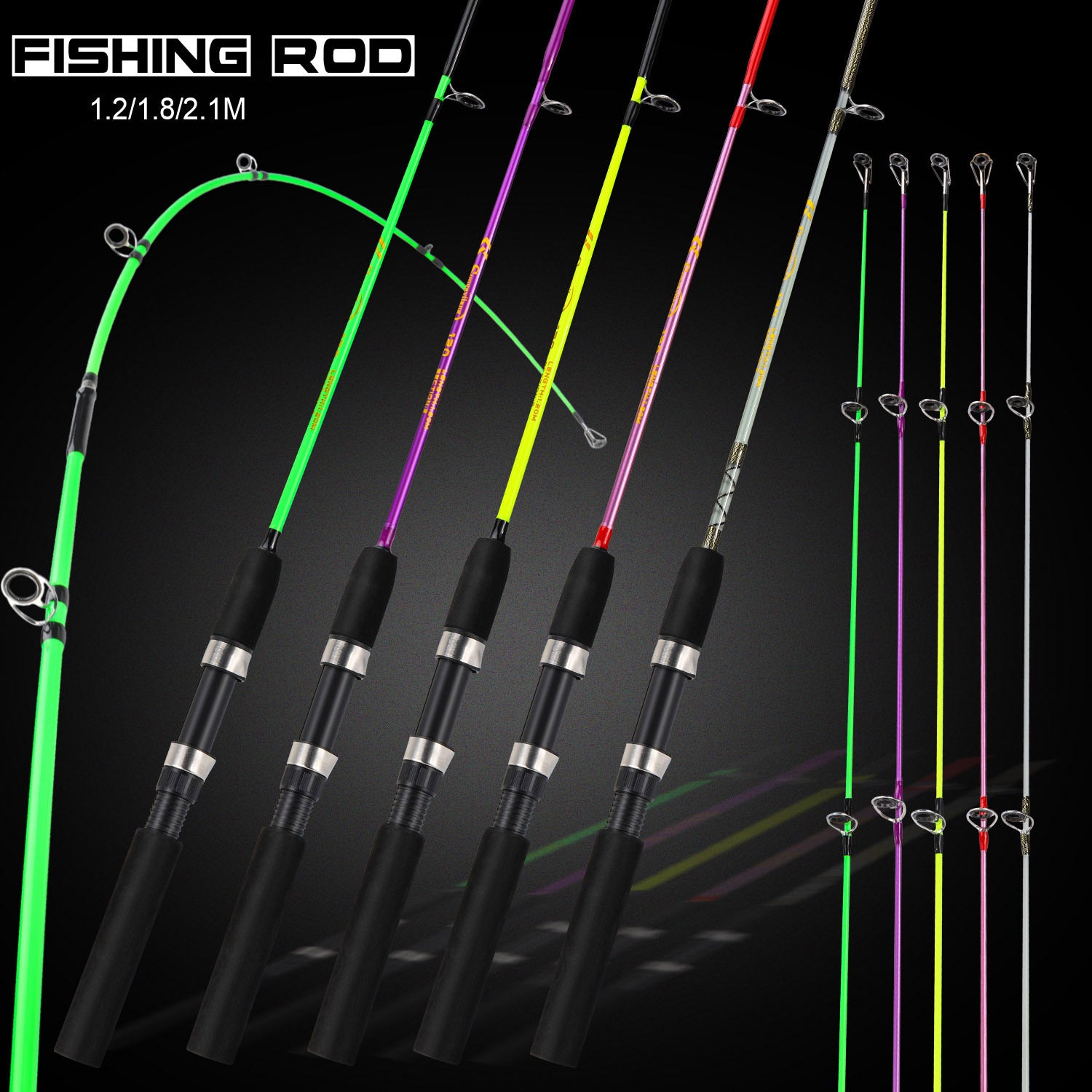 [1.8M/2.1M Fishing Combo] Sougayilang 1.8M/2.1M Fishing Rod & Reel Combo | Durable Resin, Ambidextrous, Moderate Action | 5.2:1 Drag Ratio Spincasting Set for Freshwater & Saltwater, Colorful Rods with Black Handles, Ergonomi