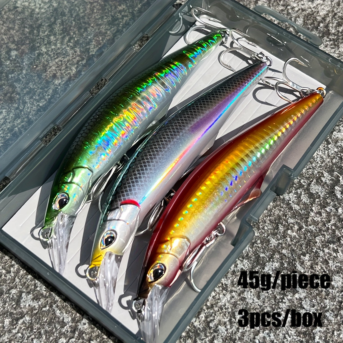 3-Pack High-Index Plastic Fishing Lures, Mixed Colors, Deep Diving Minnows, Tuna & Sardine, for Freshwater & Saltwater Fishing, Sport & Outdoor Equipment