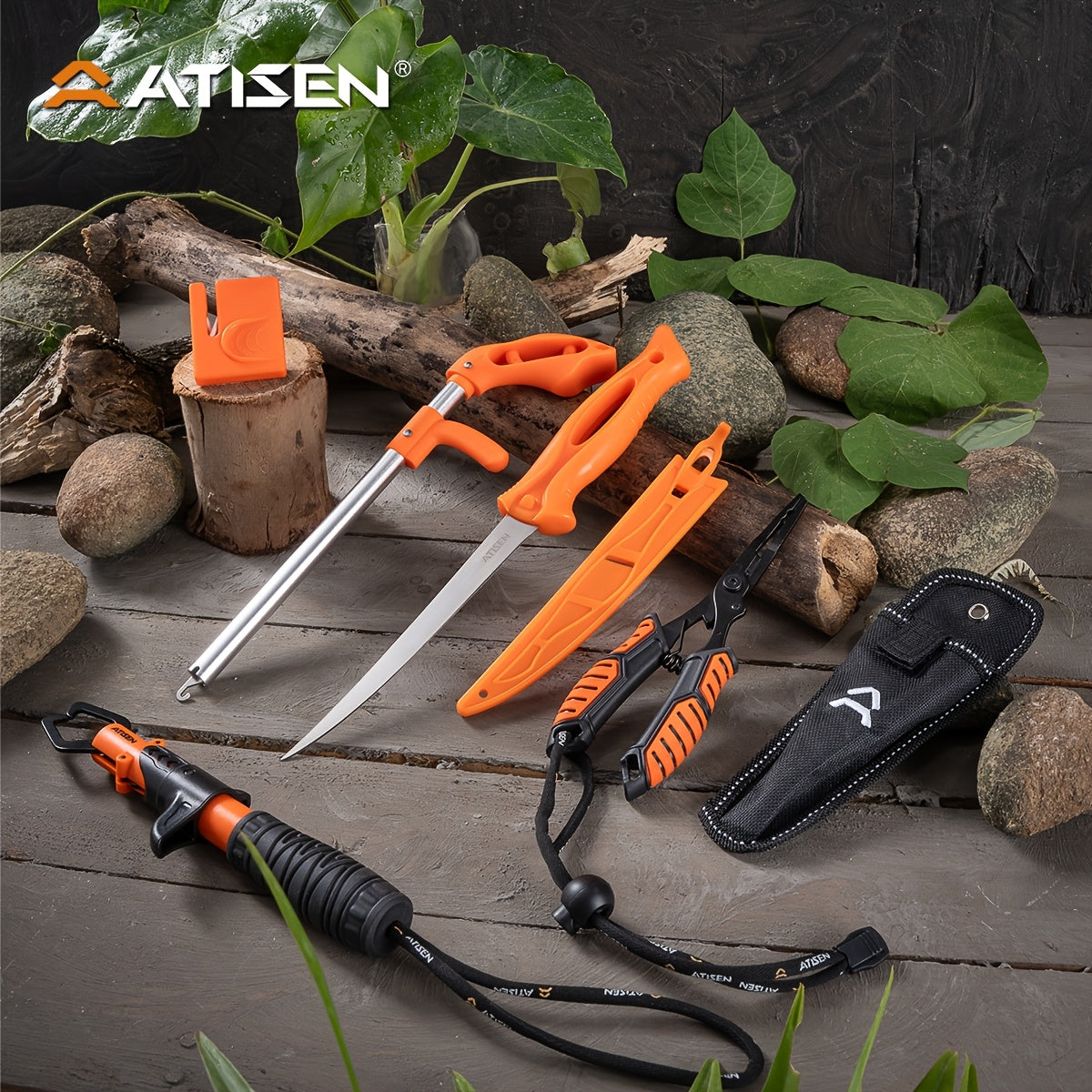 ATISEN Pro Stainless Steel Fishing Fillet Knife Set, Fish Lip Gripper, Perfect for Filleting, Boning, Frozen Bait, Perfect Valentine's & Christmas Gifts, Fishing Gear, Fishing Accessories, Fishing Knife, Fishing Scale Removal