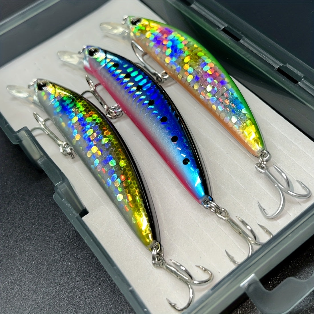 3-Pack Lure Fishing Baits, ABS Material, Mixed Color, Ideal for Bass, Trout, Catfish, Mackerel, and More, Perfect for New Year Angling