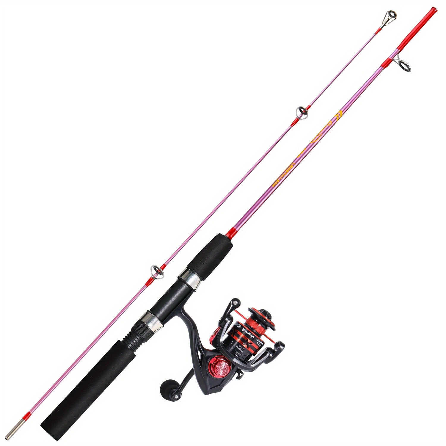 [1.8M/2.1M Fishing Combo] Sougayilang 1.8M/2.1M Fishing Rod & Reel Combo | Durable Resin, Ambidextrous, Moderate Action | 5.2:1 Drag Ratio Spincasting Set for Freshwater & Saltwater, Colorful Rods with Black Handles, Ergonomi