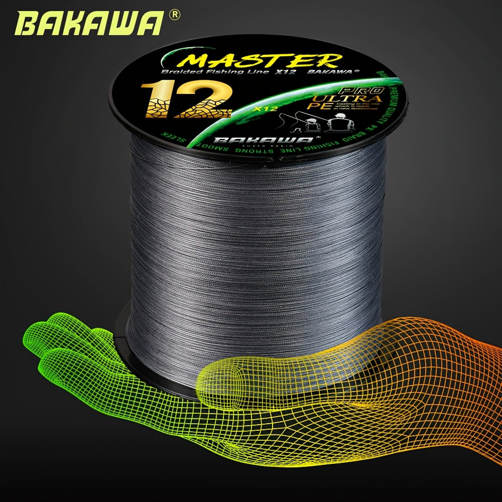 BAKAWA 12 Strands 500m/546yd Ultra-Smooth & Durable PE Braided Fishing Line - High-Vis Green/Yellow, Tangle-Free Design for Saltwater & Freshwater Fishing, Swivel & Line Weight System, Ideal for Carp, Bass, Trout, Sport Fishi