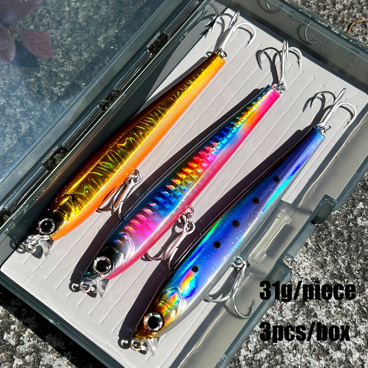 3-Pack High-Index Plastic Fishing Lures, Mixed Colors, Deep Diving Minnows, Tuna & Sardine, for Freshwater & Saltwater Fishing, Sport & Outdoor Equipment