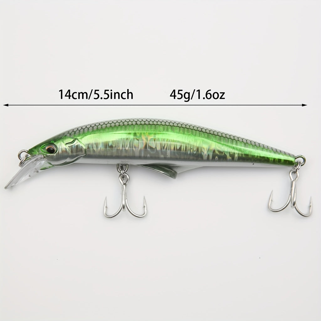 Saltwater Fishing Lures Kit Surf Fishing Striped Bass Lures Hard Bait Minnow Lures Jerkbait Fishing Lure Big Minnow Boat Fishing Deep Sea Fishing Bait Saltwater Large Bait for Big Fish Deep Sea Bass Tuna Spanish Mackerel 45g