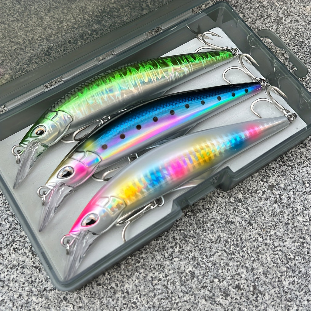 Saltwater Fishing Lures Kit Surf Fishing Striped Bass Lures Hard Bait Minnow Lures Jerkbait Fishing Lure Big Minnow Boat Fishing Deep Sea Fishing Bait Saltwater Large Bait for Big Fish Deep Sea Bass Tuna Spanish Mackerel 45g