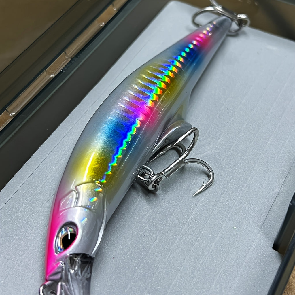 Saltwater Fishing Lures Kit Surf Fishing Striped Bass Lures Hard Bait Minnow Lures Jerkbait Fishing Lure Big Minnow Boat Fishing Deep Sea Fishing Bait Saltwater Large Bait for Big Fish Deep Sea Bass Tuna Spanish Mackerel 45g